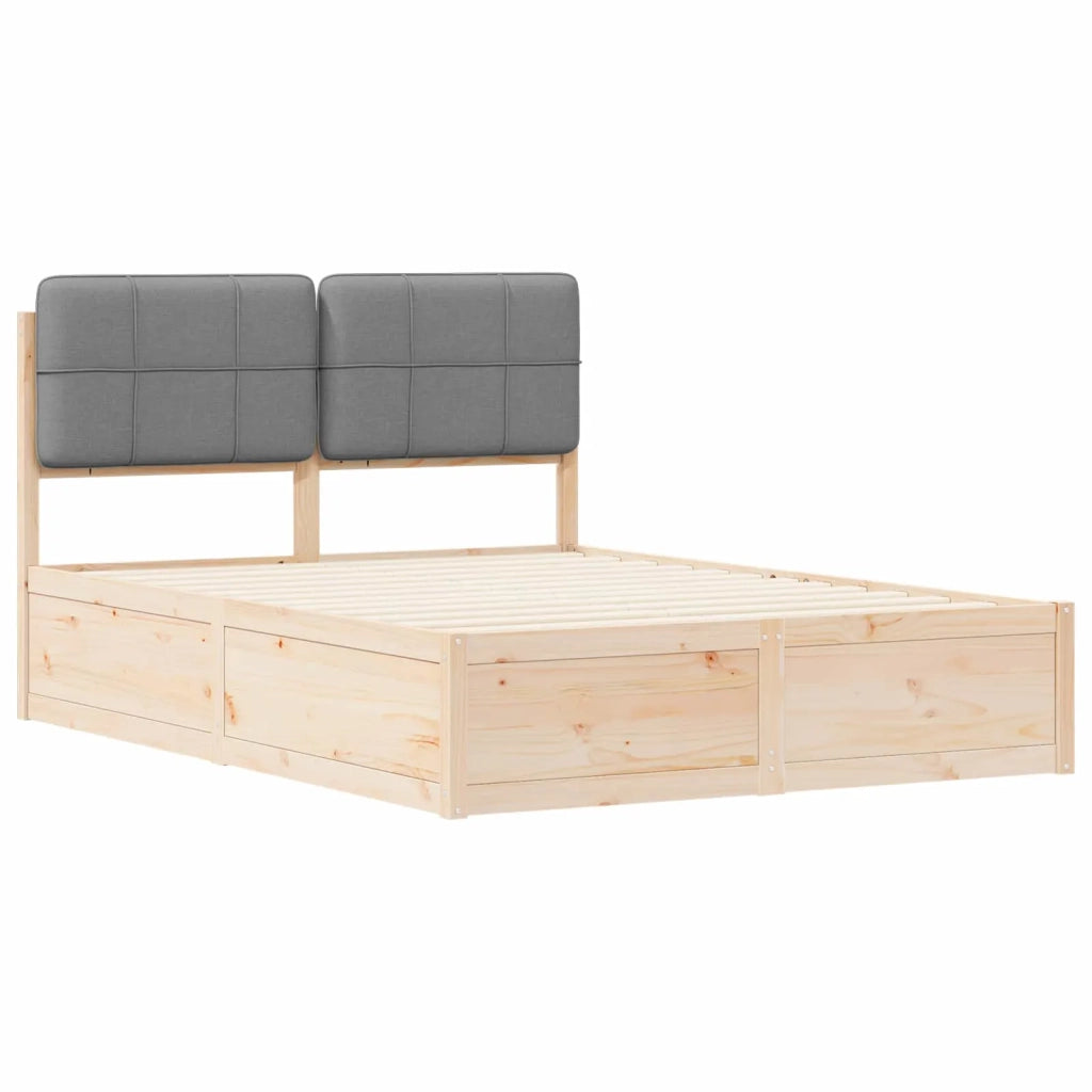 Letto con Testiera Rivestita Grigio chiaro 140 x 200 cm