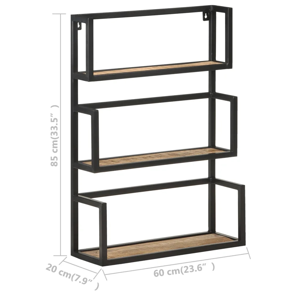 Scaffale a Muro 60x20x85 cm in Legno di Mango Grezzo 321074