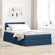 Letto con contenitore e LED con led Blu 120 x 200 cm Tessuto