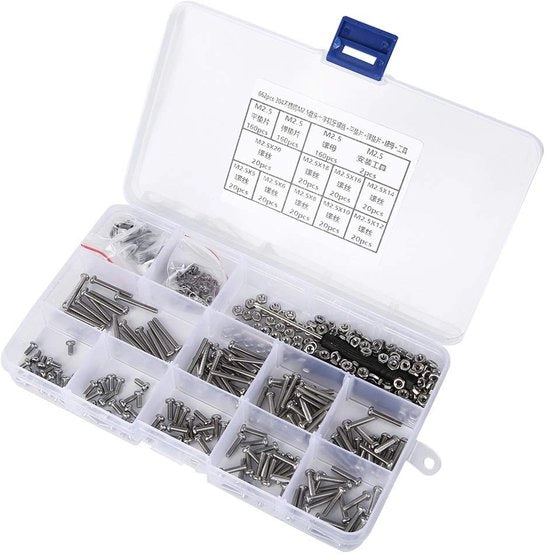 Set di viti a schermo 662 pezzi - viti a testa piana - anello elastico - viti a mozzo - adatto a diverse applicazioni