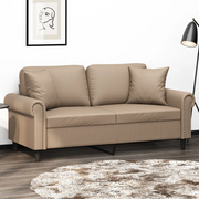 Divano a 2 Posti con Cuscini Cappuccino 140 cm in Similpelle