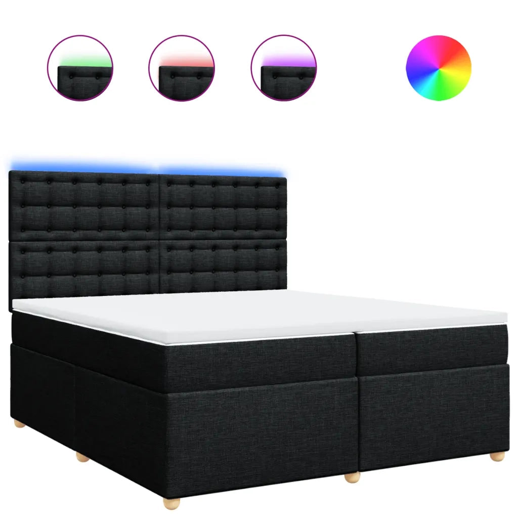 Giroletto a Molle con Materasso Nero 200x200 cm in Tessuto 3293703