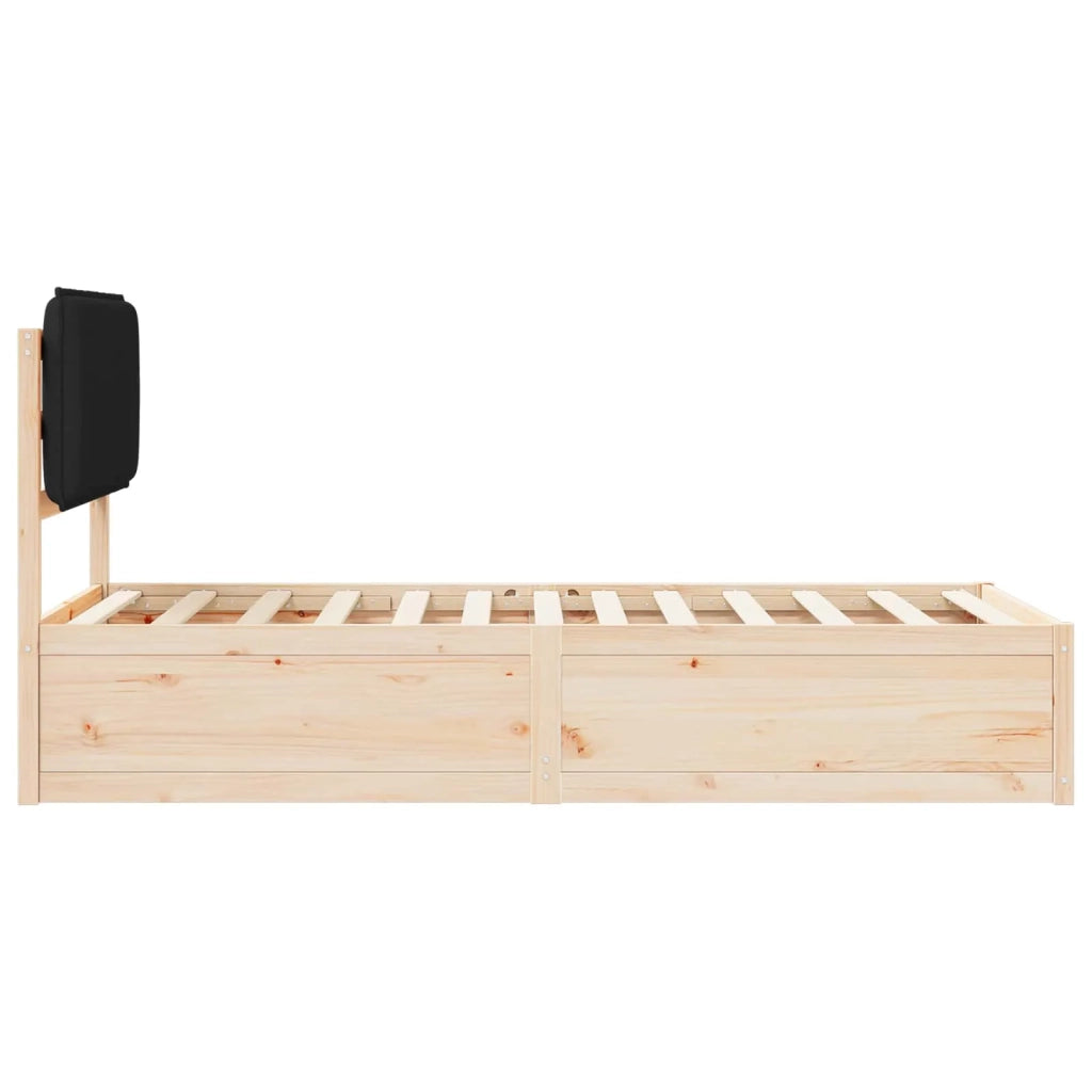 Letto con Testiera Rivestita Nero 80 x 200 cm Pino massello 877591