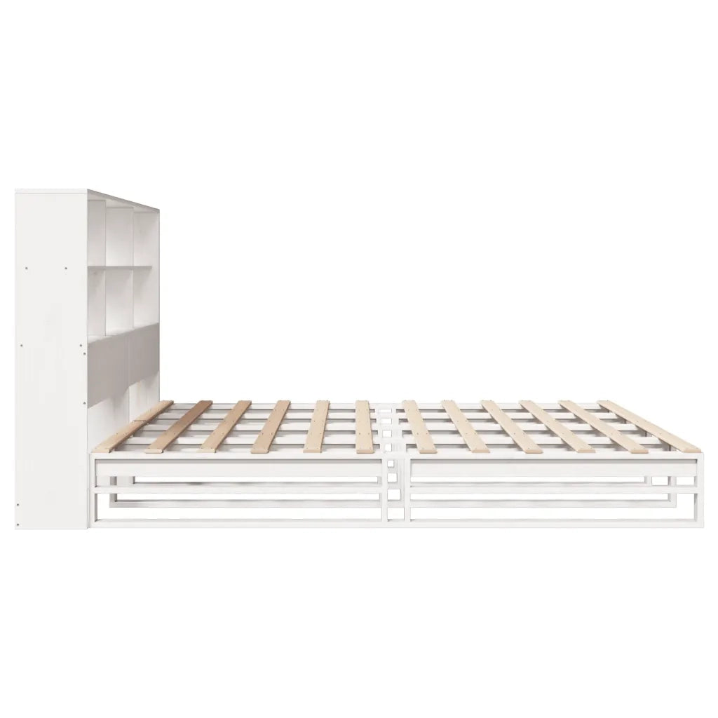 Letto Libreria senza Materasso Bianco 180x200 cm Legno Massello 3323930