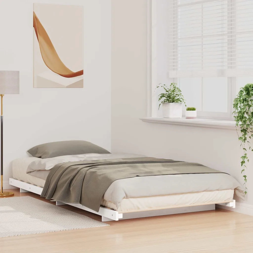 Letto singolo | Letto per adulti | Struttura del letto Bianco 100 x 220 cm Pino massello