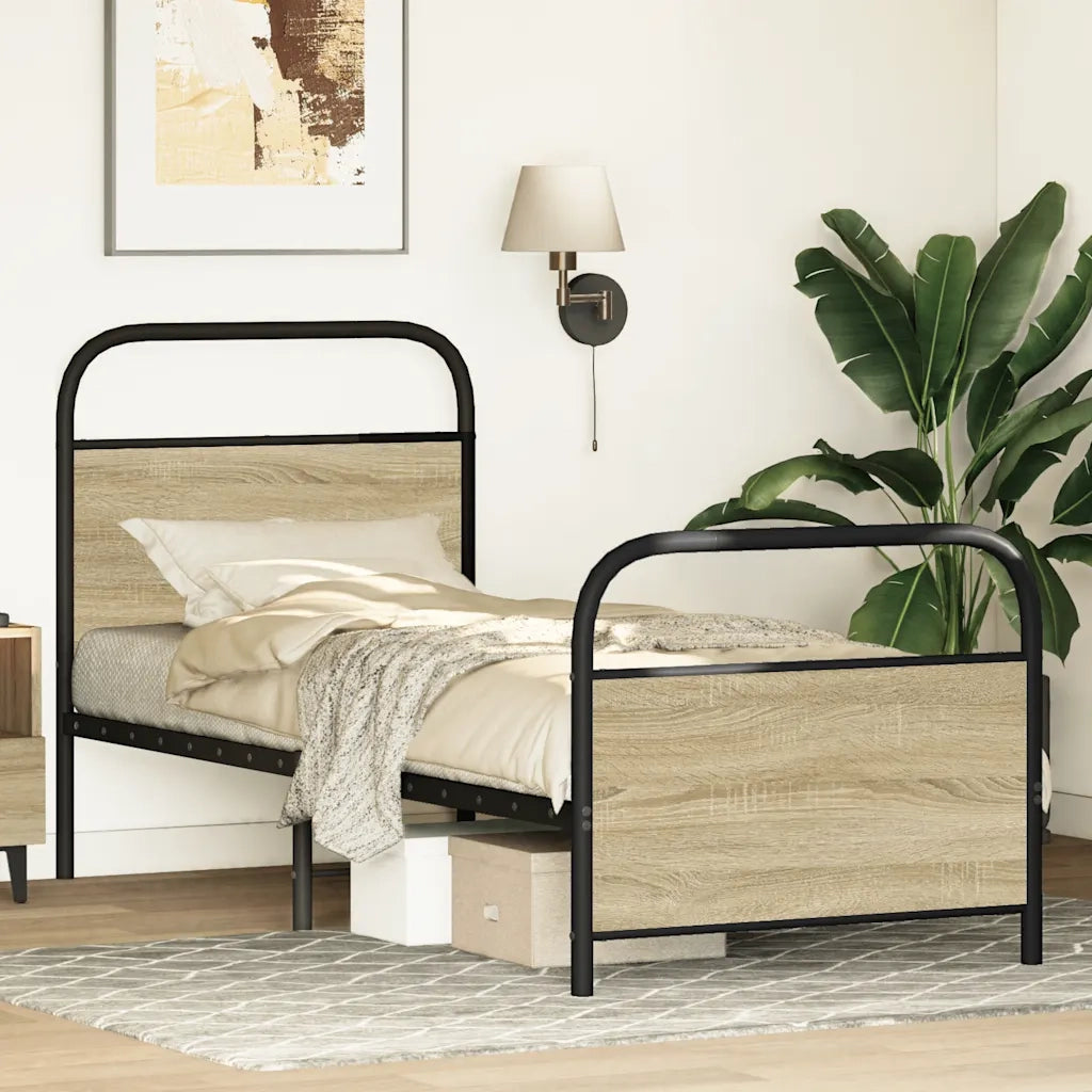 Letto singolo | Letto per adulti | Giroletto senza Materasso Rovere Sonoma 80x200 cm in Truciolato