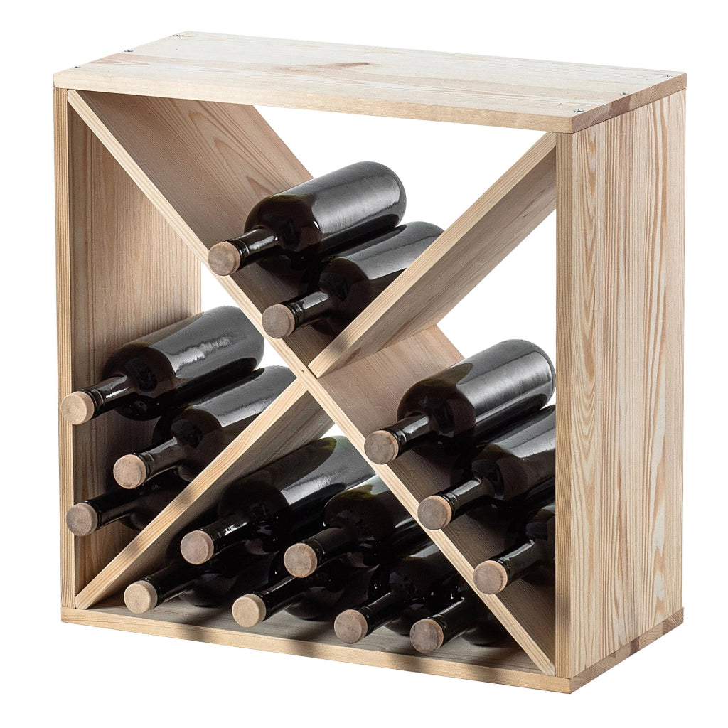Portabottiglie in legno KADAX, capacità 24 bottiglie, mobiletto per alcolici, ripiano per soggiorno, 52 cm