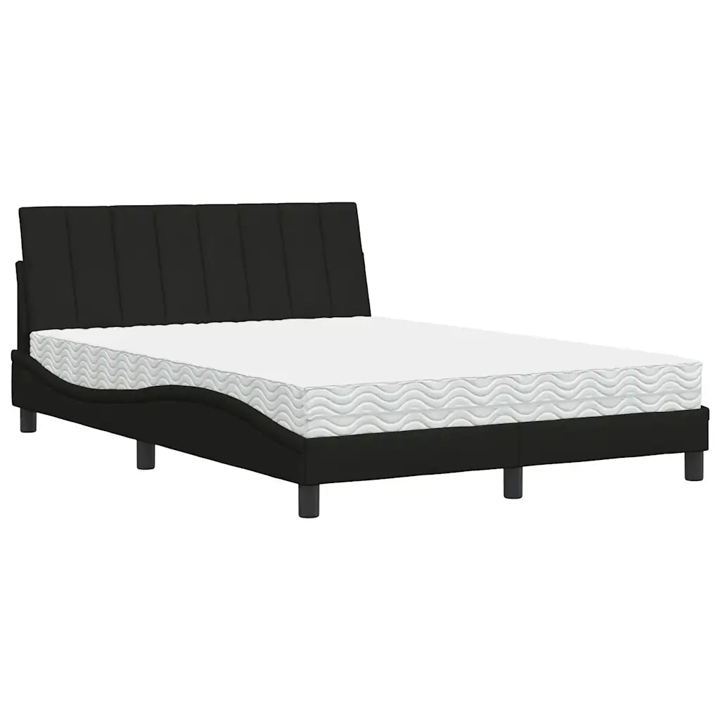 Letto con Materasso Hanko Nero 140x190 cm in Tessuto