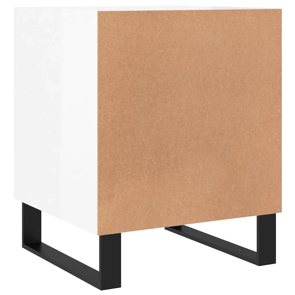 Comodini 2pz Bianco Lucido 40x40x50 cm in Legno Multistrato 827617