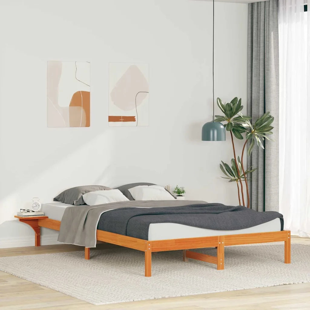 Letto con Tavolini Laterali Marrone cerato 140 x 220 cm 873249