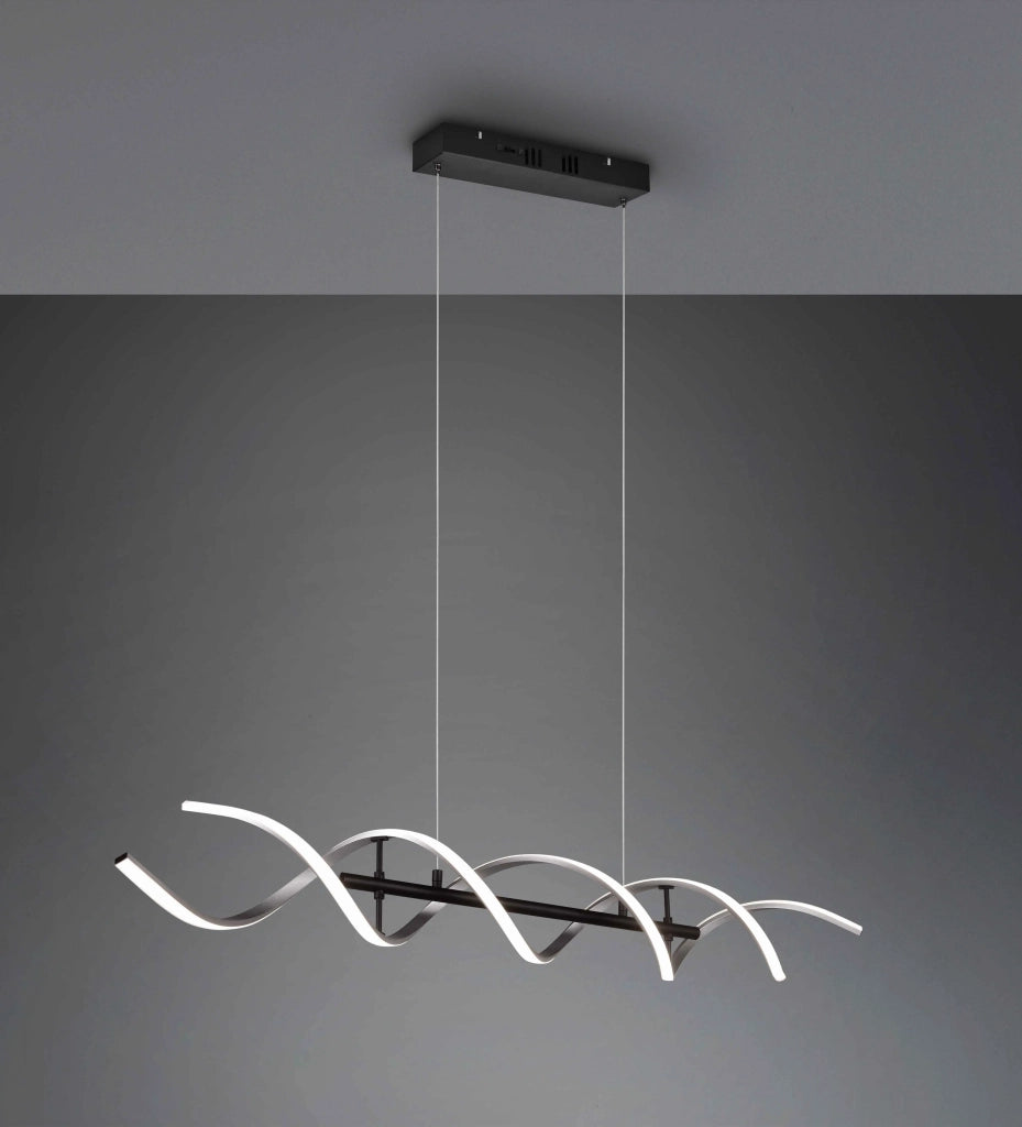 Lampada a sospensione LED spirale, metallo, alluminio e nero, L 104 cm, Sequence