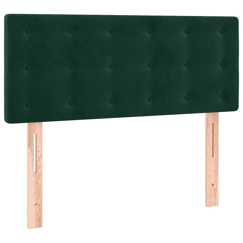 Letto a Molle con Materasso e LED Verde Scuro 90x200cm Velluto