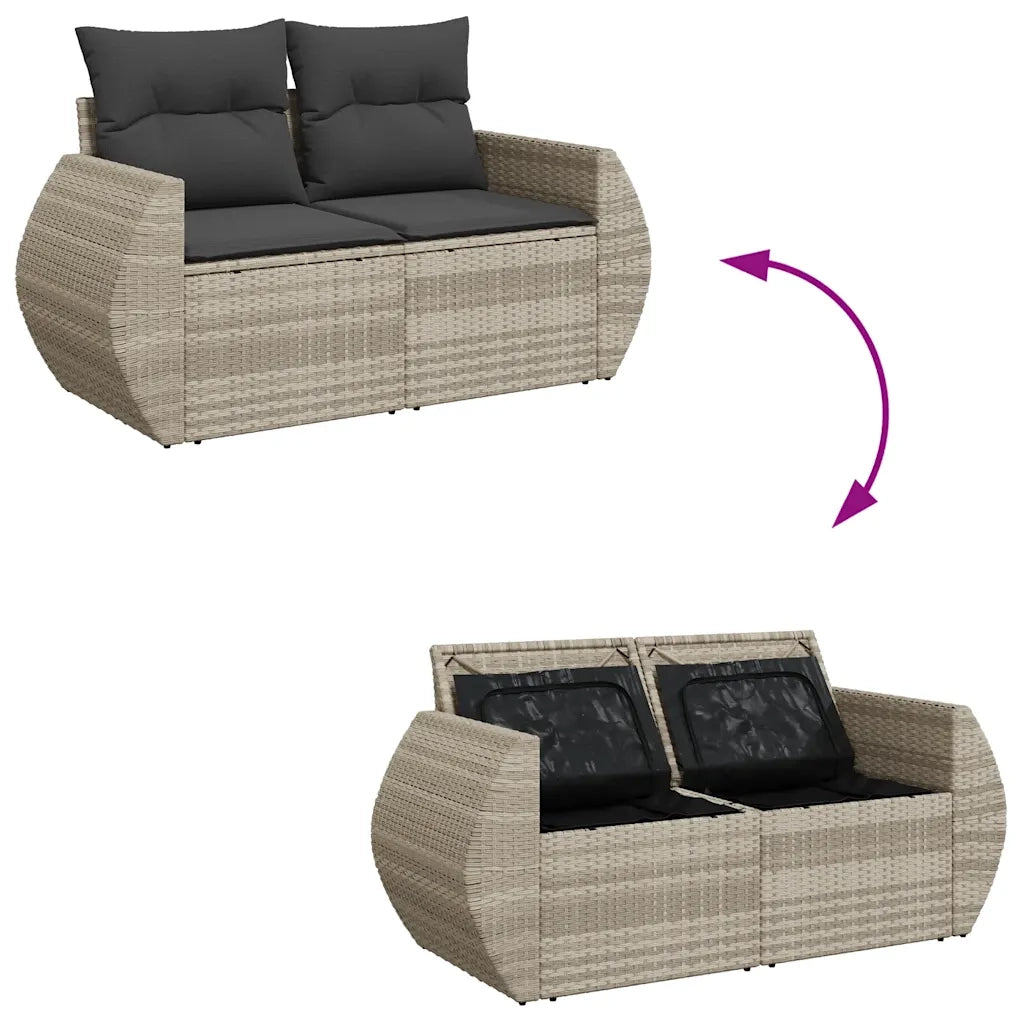 Set Divano da Giardino 6pz con Cuscini Grigio Chiaro Polyrattan 3326623