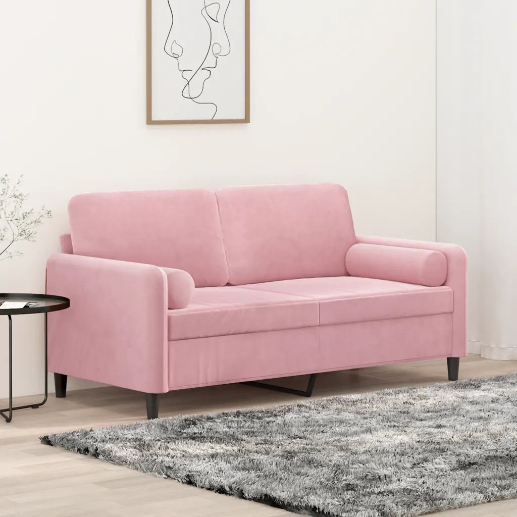 Divano a 2 Posti con Cuscini-Sofa 2 Posti con Cuscini Rosa 140 cm in Velluto 343973