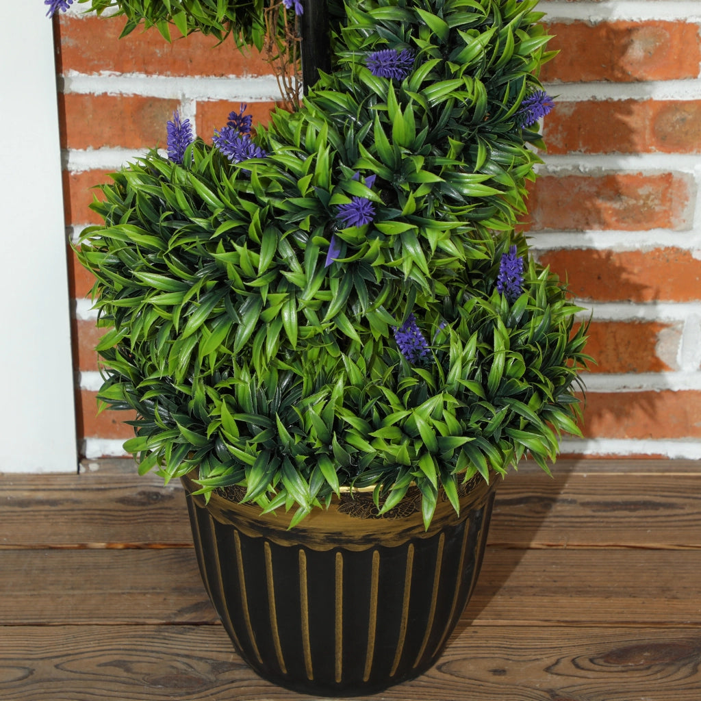 Set 2 Piante Atificiali di Bosso a Spirale Resistente UV con Lavanda  Alte 115 cm Verde e Blu