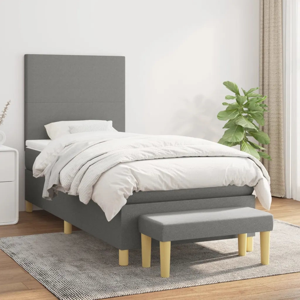 Giroletto a Molle con Materasso Grigio Scuro 90x190 cm Tessuto
