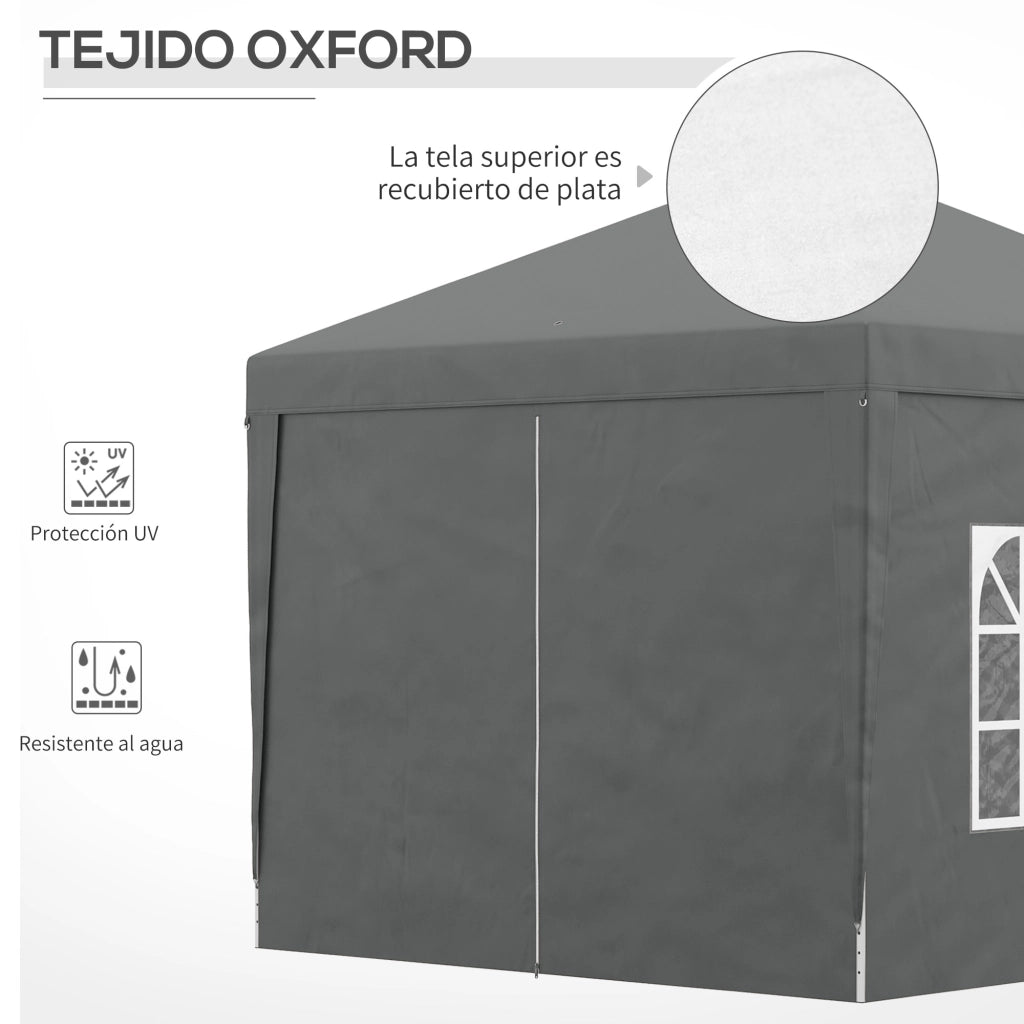 Gazebo pieghevole 3x3 m ¨C Xylo ¨C 4 pareti laterali anti-UV con borsa trasporto grigio