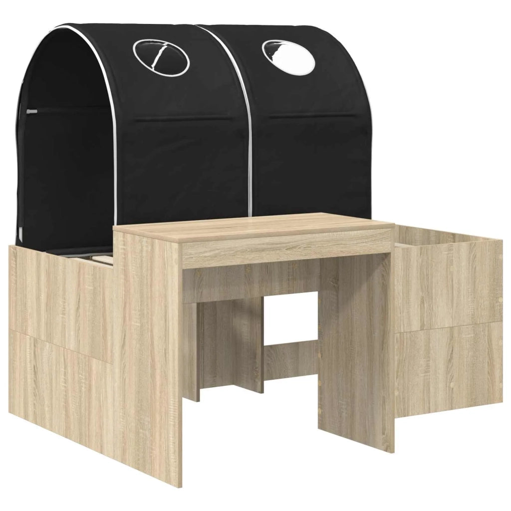 Letto con Tunnel 3 pz Rovere Artigianale e Nero 3423520