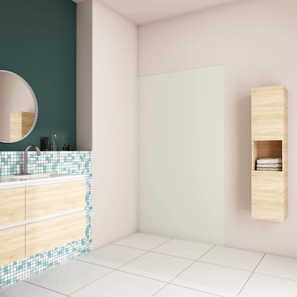 90x210 cm Pannello Doccia Realizzato in Alluminio Spessore 3mm con Profili Finitura Bianco Avorio per Rivestimento Parete Bagno