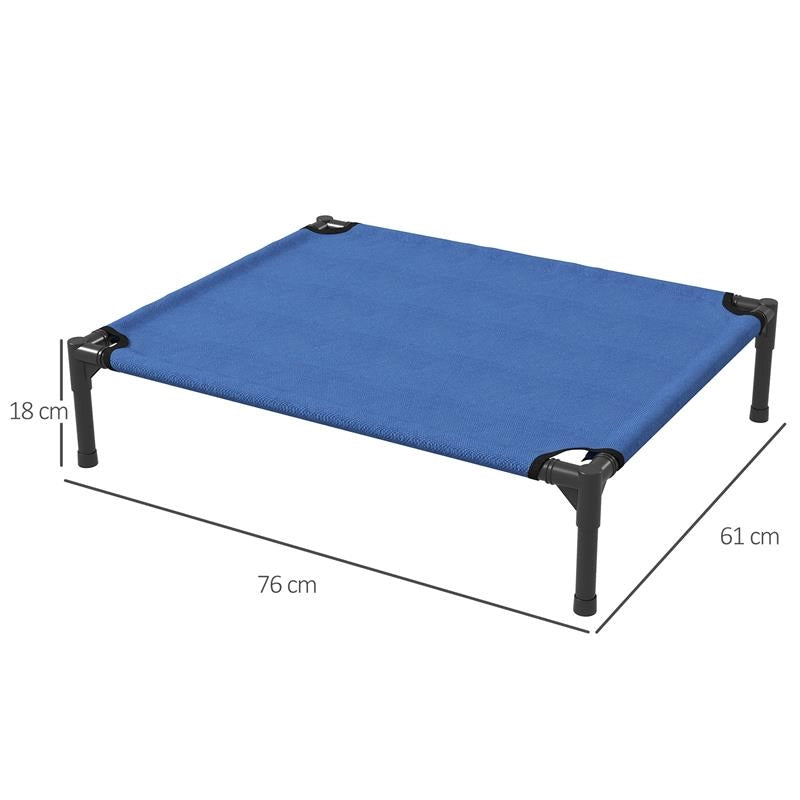 CUCCIA LETTINO PER CANI RIALZATO PIEGHEVOLE PER INTERNO ED ESTERNO IN METALLO E TESSUTO OXFORD, 76X61X18 CM, BLU