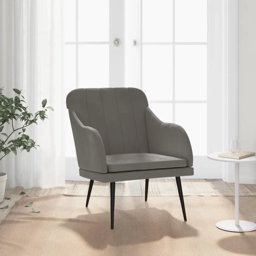 Poltrona-Divano Sedia-Poltroncina Grigio Scuro 63x76x80 cm Velluto 830464