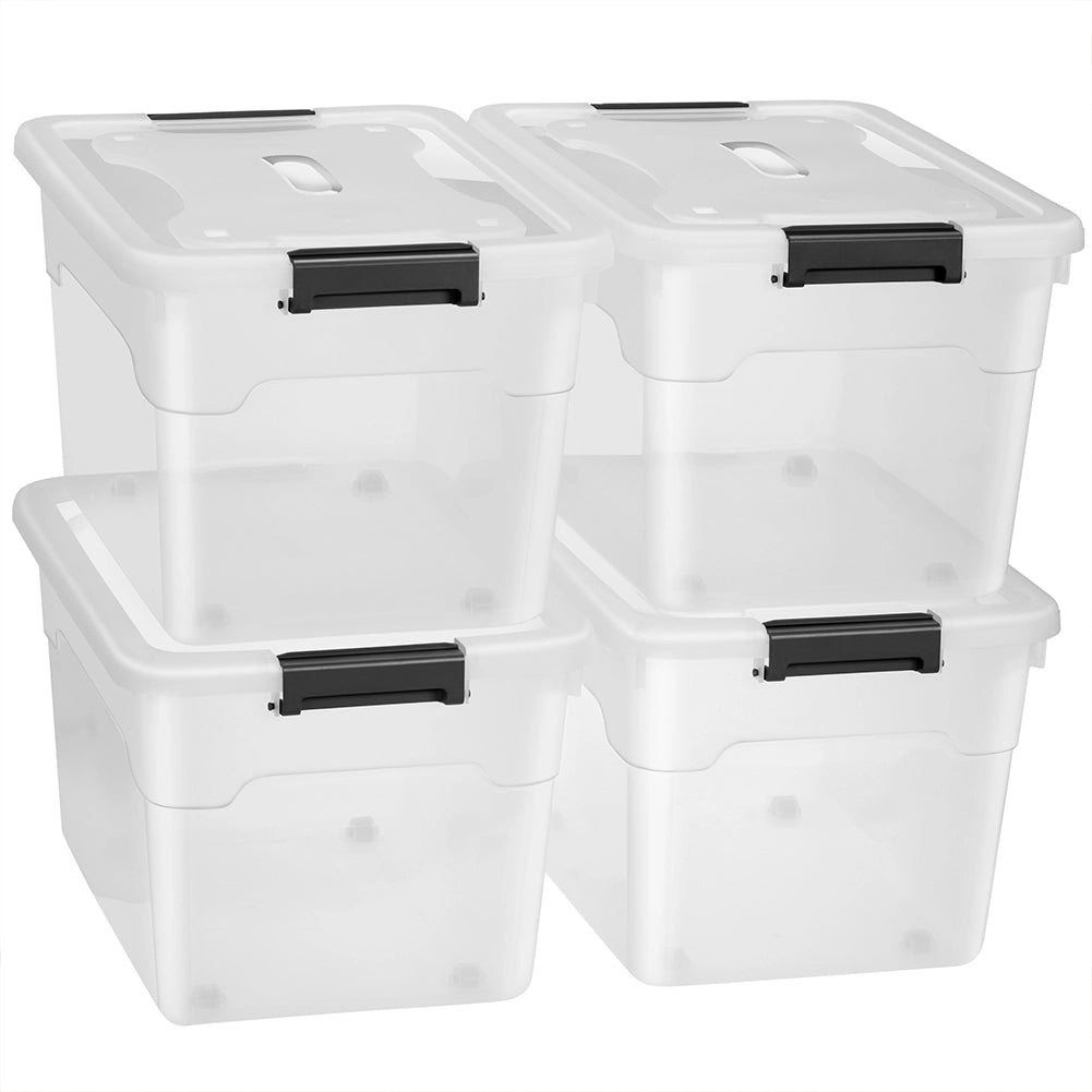 Set Scatole 4 x 45 L Portaoggetti in Plastica Cassetto Contenitore Salvaspazio