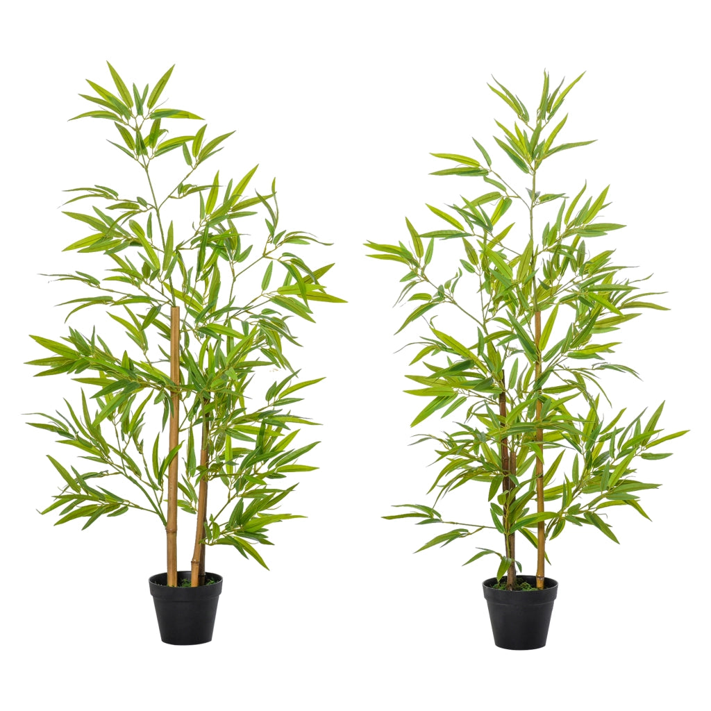 Bamb¨´ Artificiale 120cm con Tronchi Reali ¨C Xylo ¨C Verde con Vaso Nero