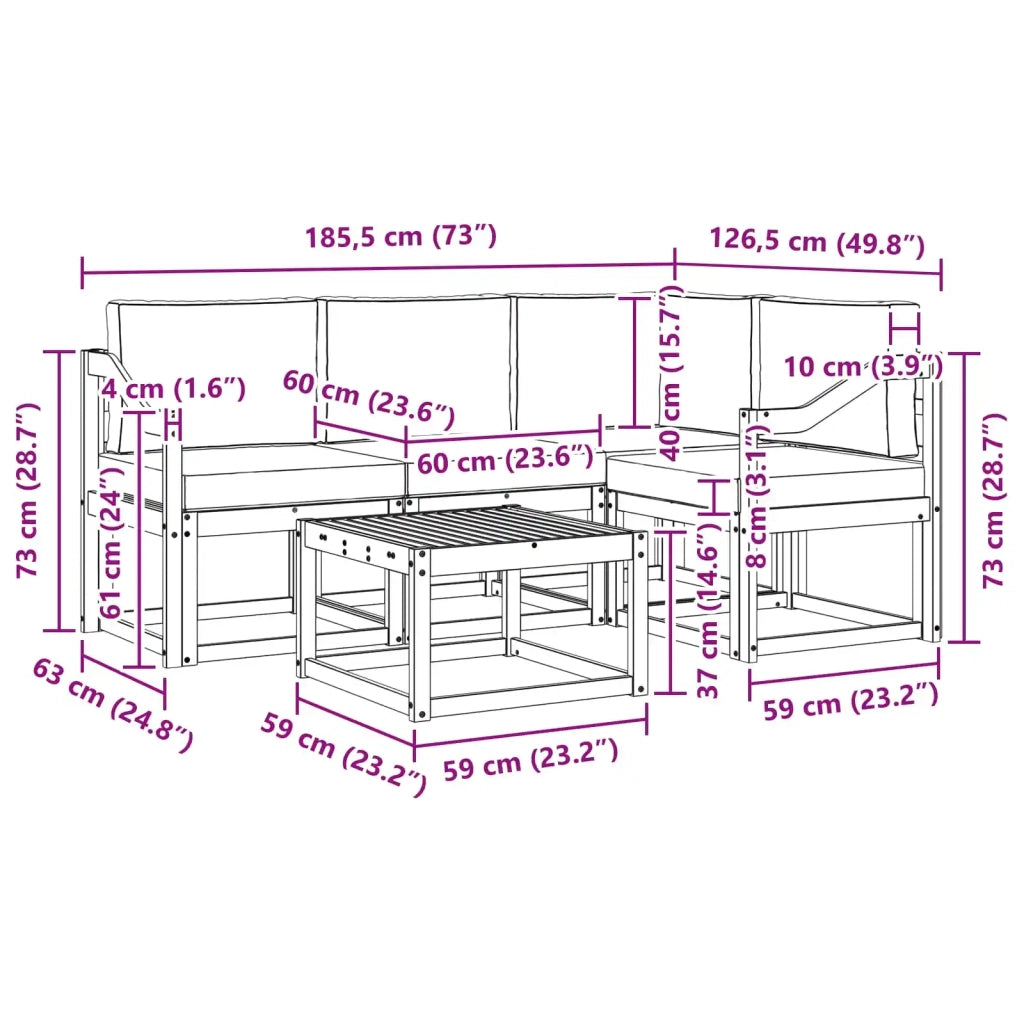 Set di divani da esterno 5 pz Bianco e Beige 3387612