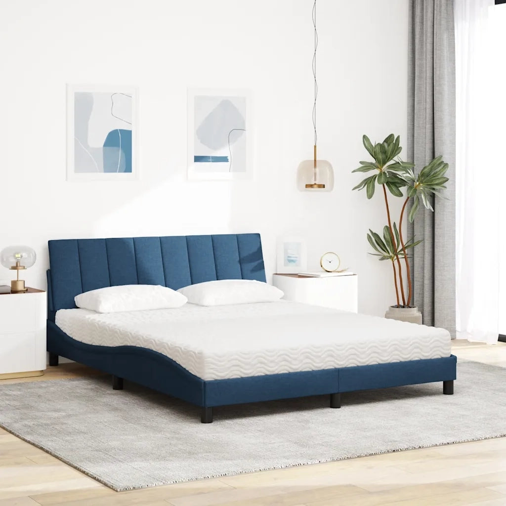 Letto con Materasso Hanko Blu 160x200 cm in Tessuto