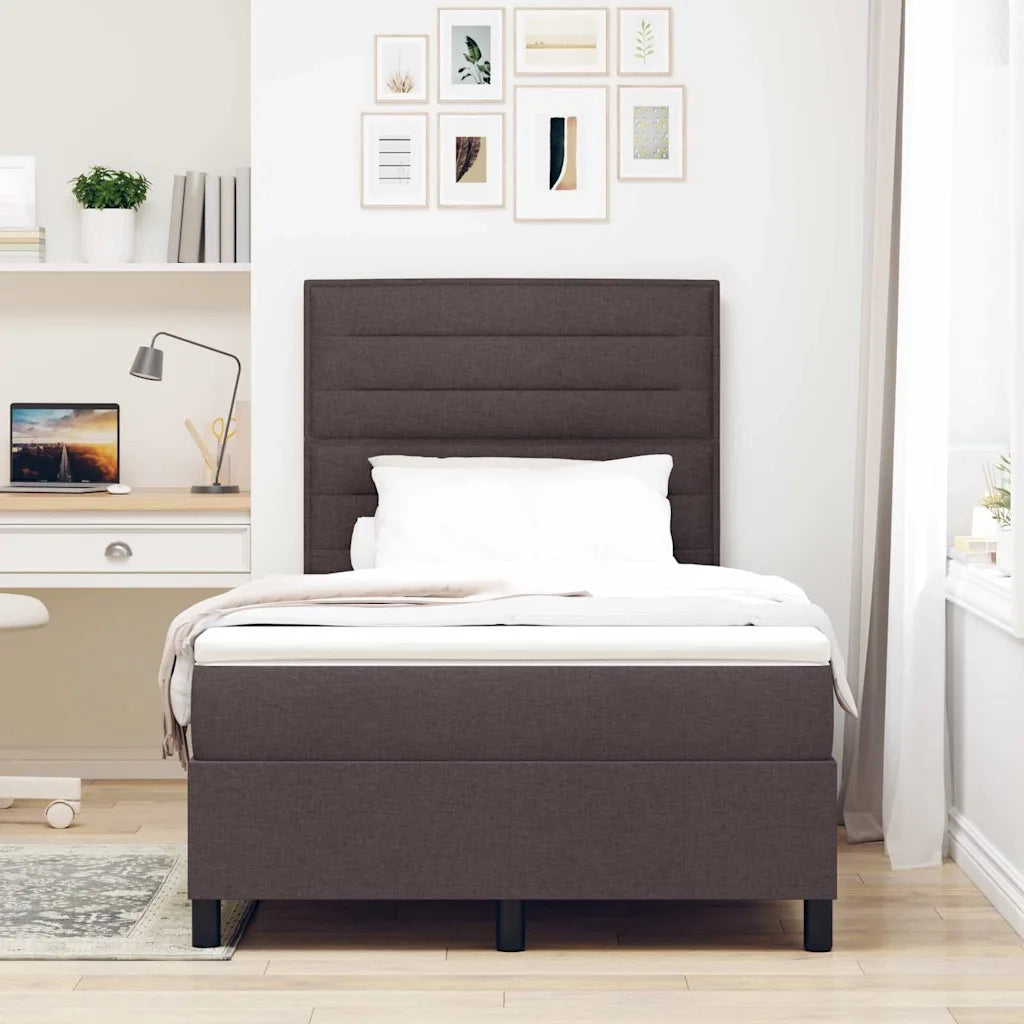 Letto a molle con materasso Marrone scuro 120 x 190 cm Tessuto