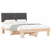 Letto matrimoniale | Letto per adulti | Letto con Testiera Rivestita Grigio scuro 135 x 190 cm