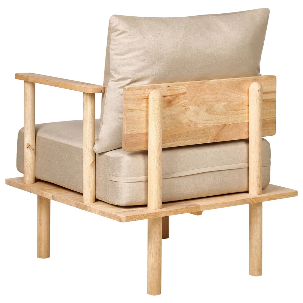 Poltroncina Beige Rivestimento In Tessuto Poliestere Japandi Stile Minimalista