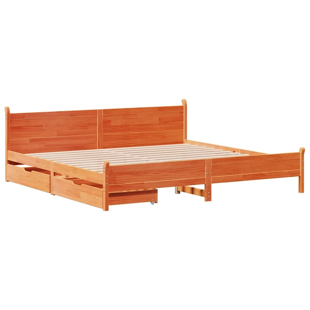 Letto senza Materasso Marrone Cera 200x200 cm in Legno di Pino 3309760