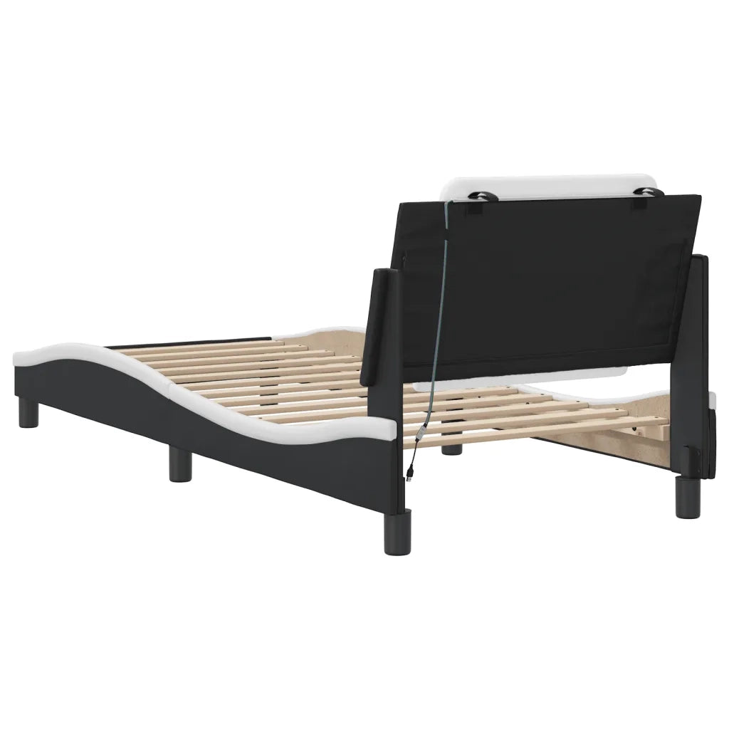 Giroletto con LED senza Materasso Zadar Nero e Bianco 90x190 cm 3214080