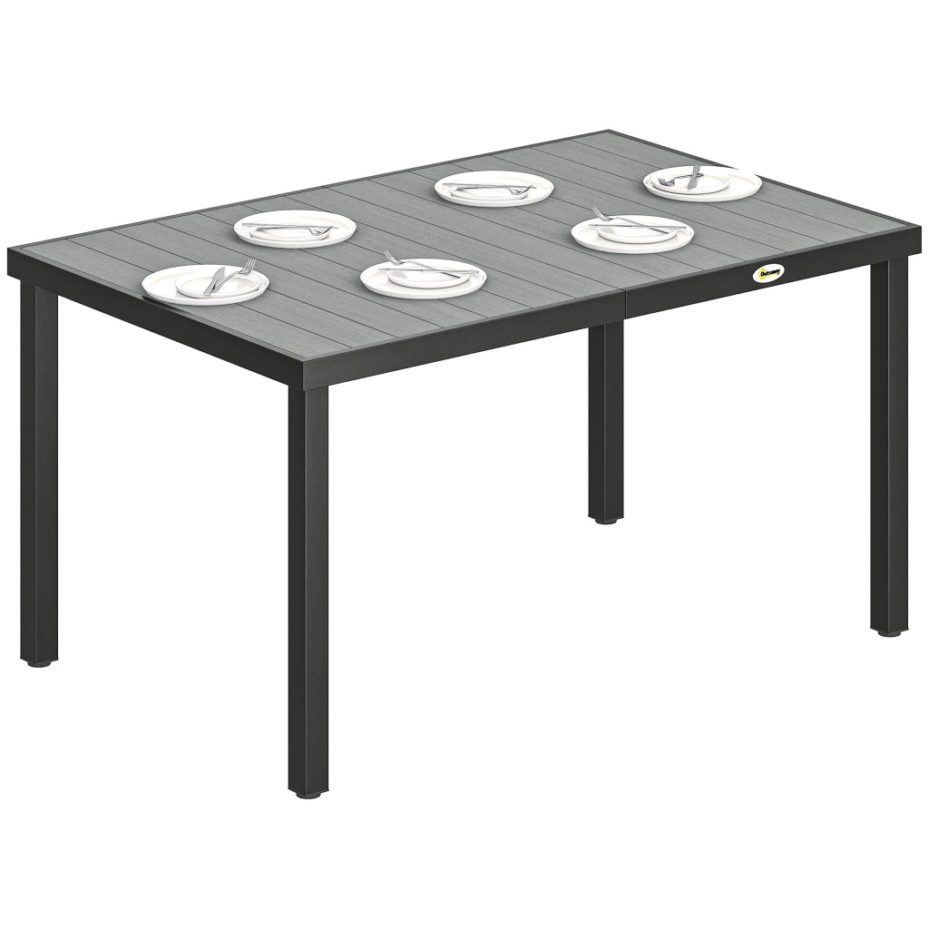 Tavolo da Giardino 6 Posti in Acciaio ¨C Minimal ¨C Grigio 140x90x74 cm