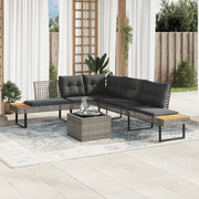 Set Divani da Giardino 2 pz con Cuscini Grigio Polyrattan Vetro 3277495
