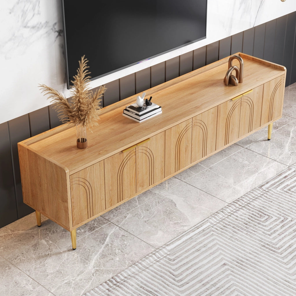 Cassettiera TV in MDF naturale; lunghezza 170 cm