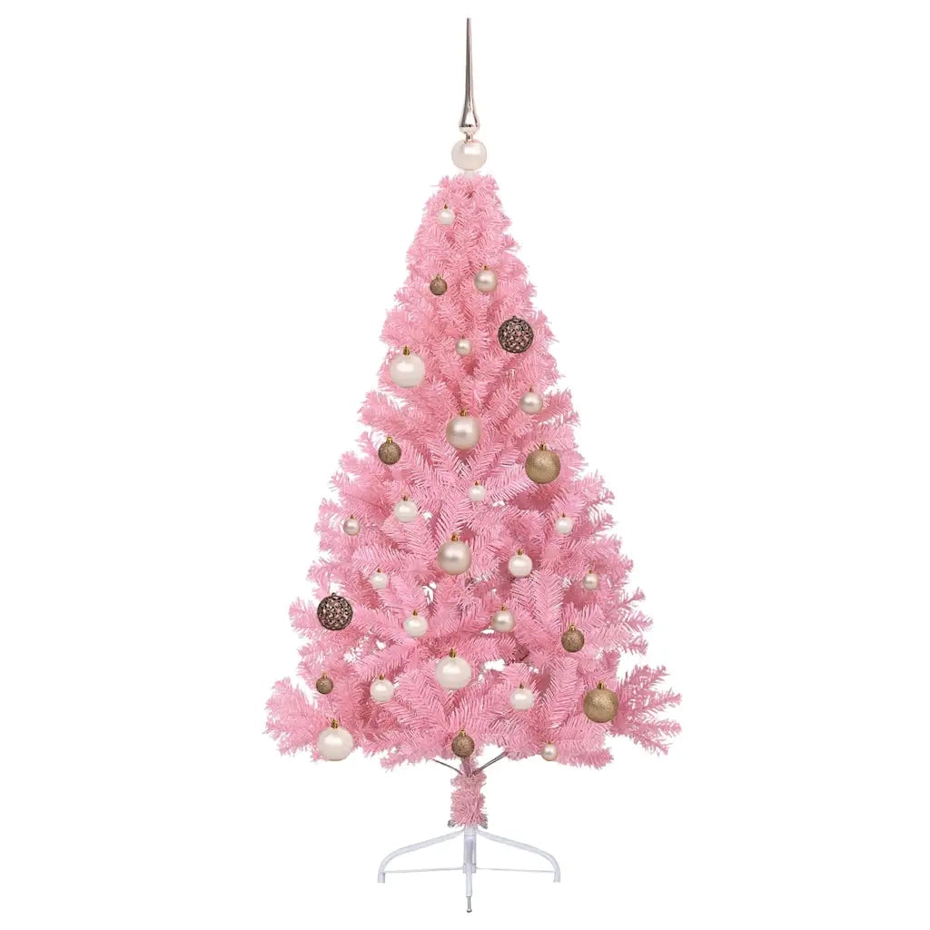 Albero di Natale | Decorazioni natalizie artificiale con luci integrate Rosa 150 cm PVC