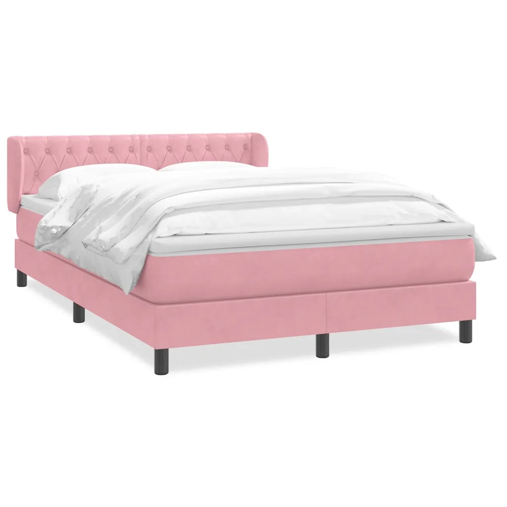 Giroletto a Molle con Materasso Rosa 140x210 cm in Velluto 3317780