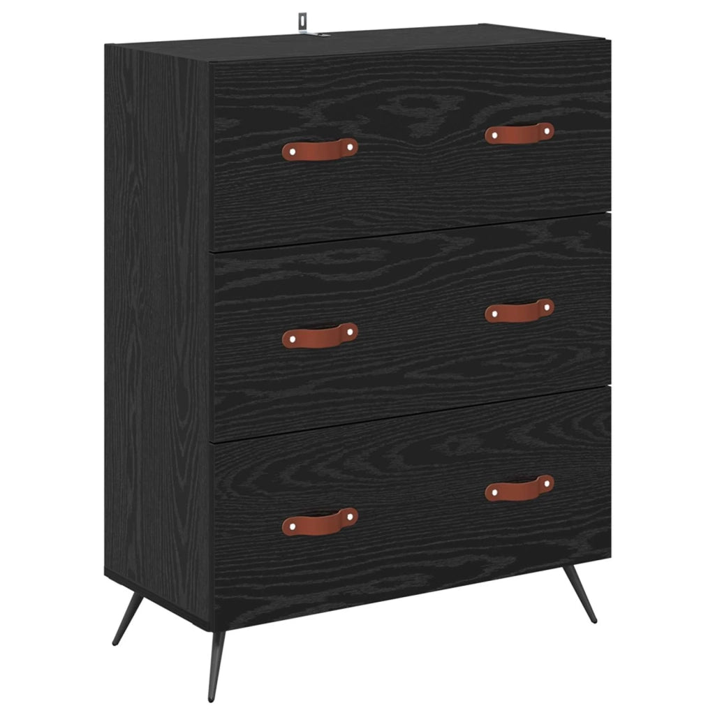 Credenza-Buffet-Armadio da cucina Rovere Nero 69,5 x 34 x 180 cm Legno multistrato 424038