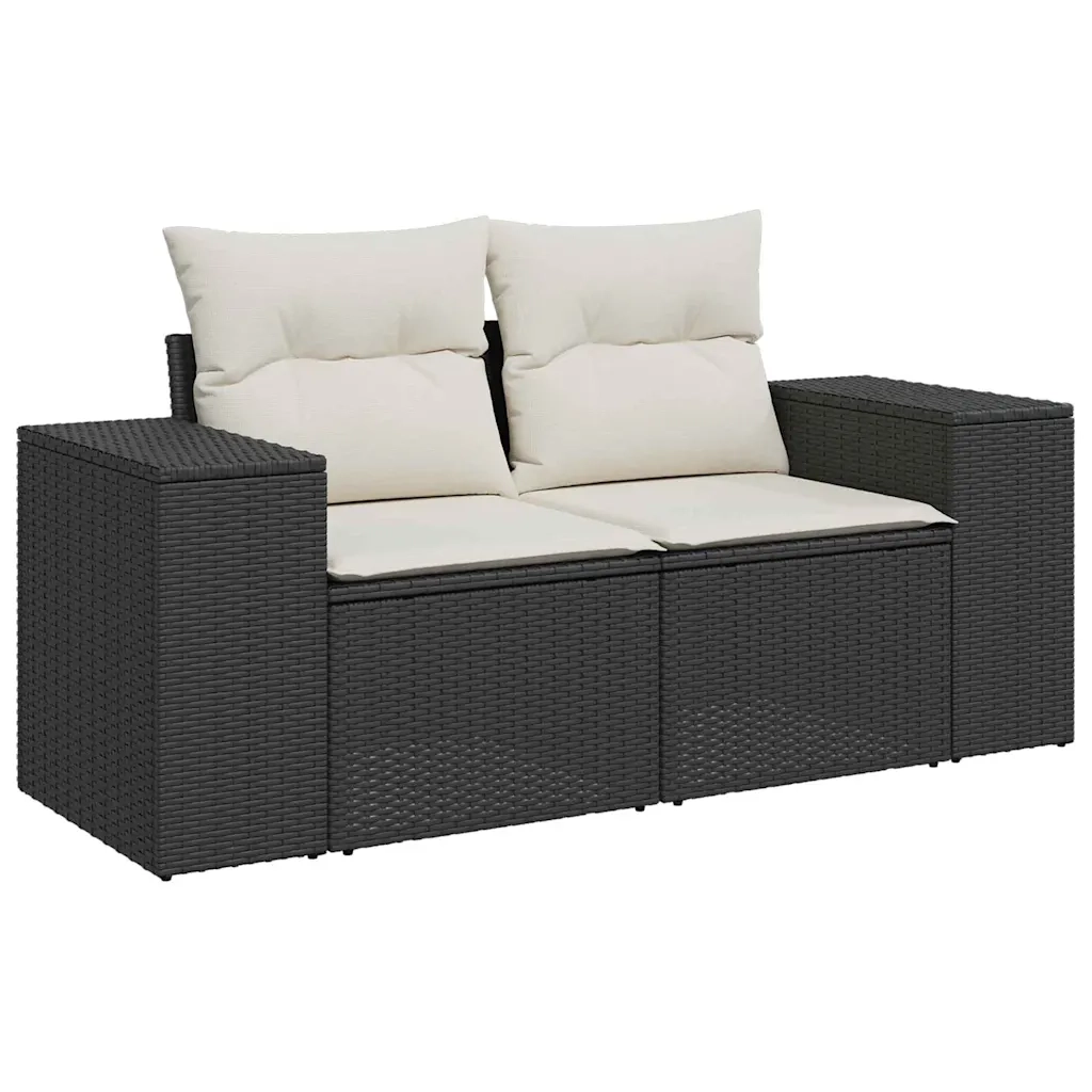 Set Divano da Giardino con cuscino 13 pcs Nero polyrattan