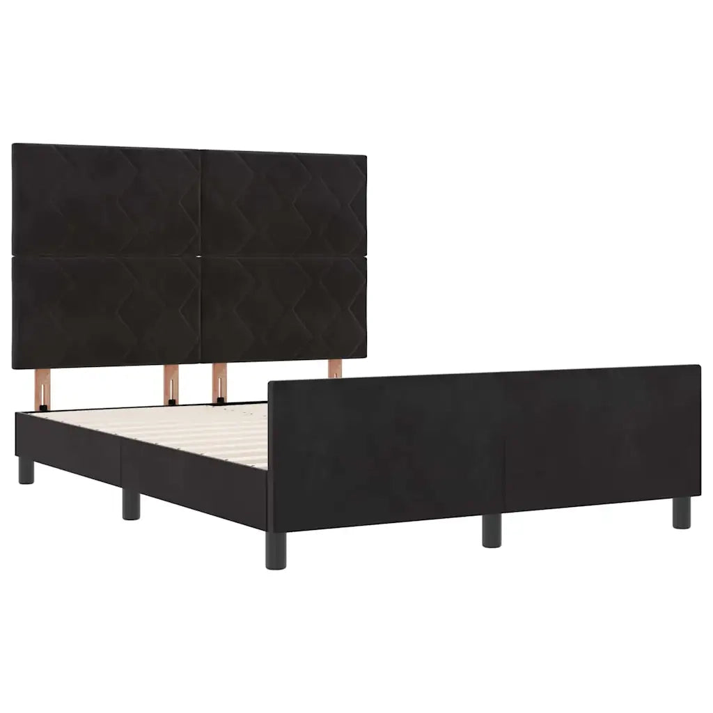 Letto a molle con testiera Nero 140 x 190 cm Velluto