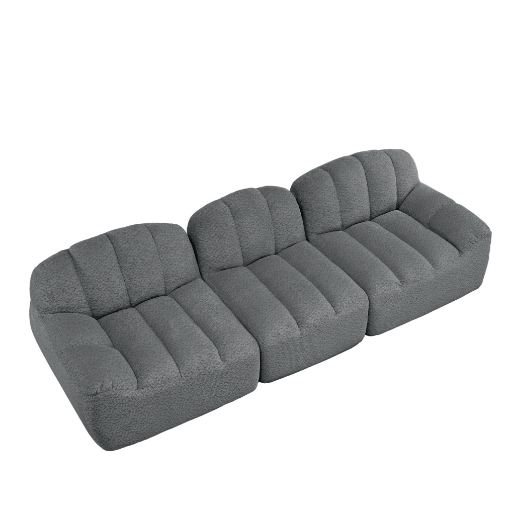 Divano modulare 3 posti - Zephmum - Design boneless in schiuma ad alta densit¨¤ 32D, seduta profonda, tessuto morbido, Grigio