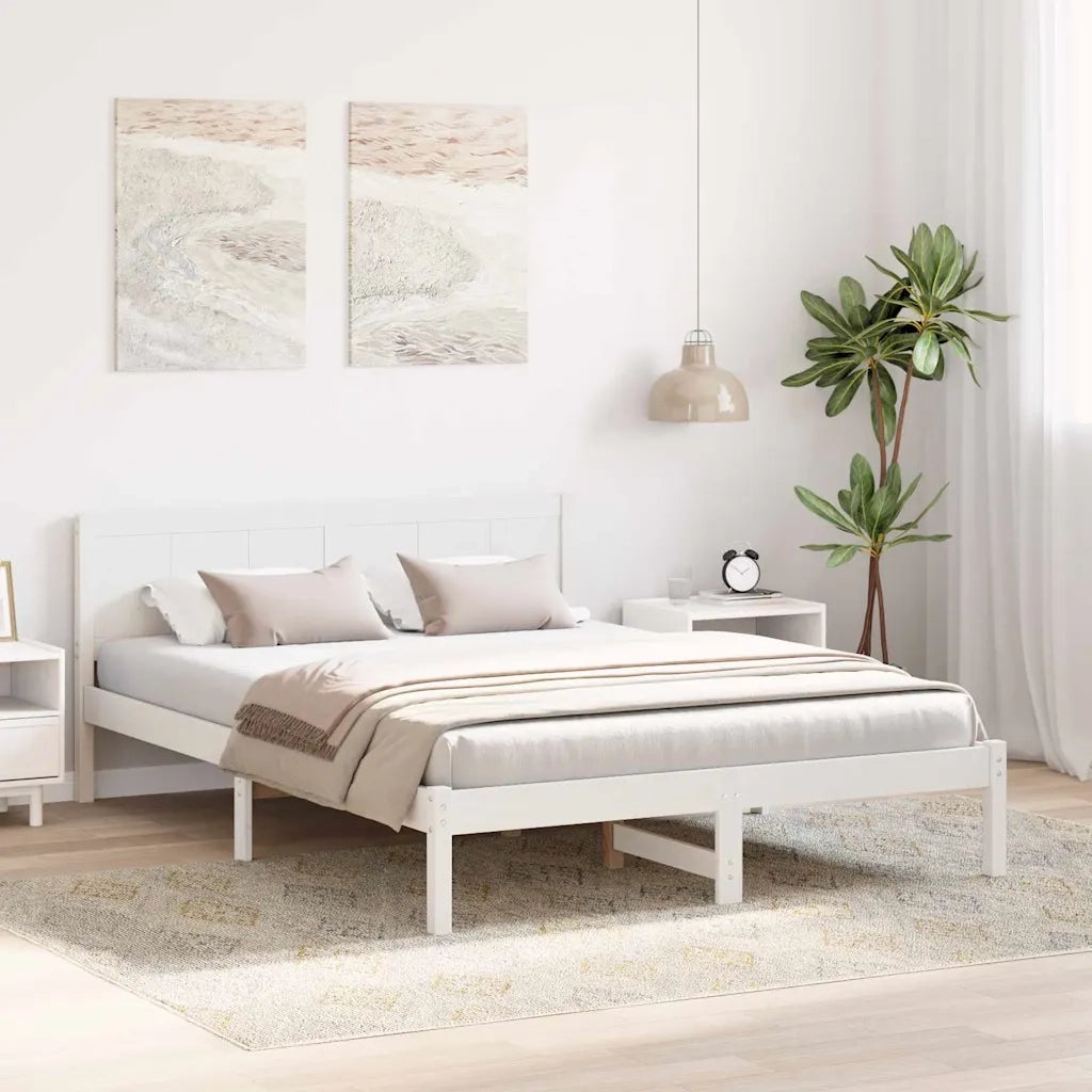 Letto matrimoniale | Letto per adulti | Struttura del letto Bianco 160 x 200 cm Legno massello di pino
