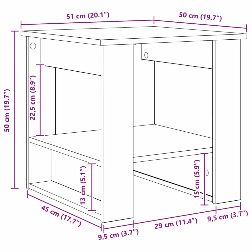Tavolino da salotto Rovere artigianale 51 x 50 x 50 cm 8000203