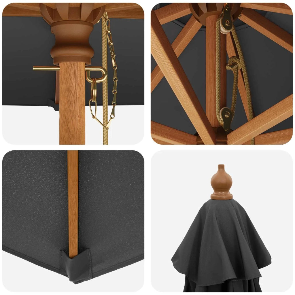 Ombrello da giardino Ø 300 x 248 cm Legno di Eucalipto Massello 42041410