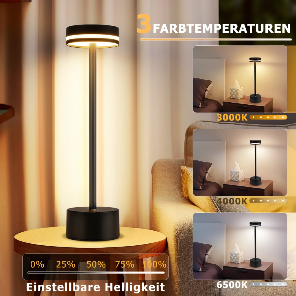 ZMH Lampada da tavolo LED nera H32cm per comodino camera letto