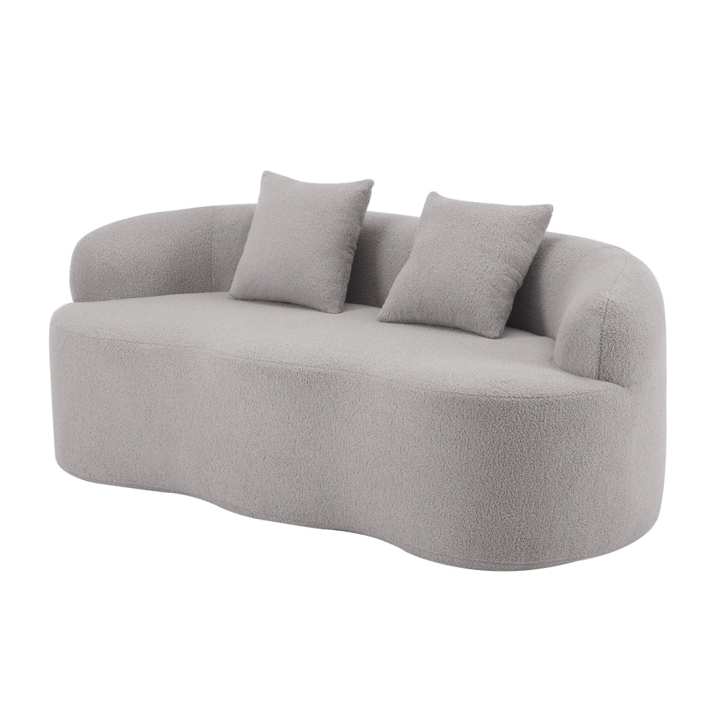 Divano 2 Posti Curvo con Cuscini ¨C Xylo ¨C Grigio Chiaro/Beige, Tessuto