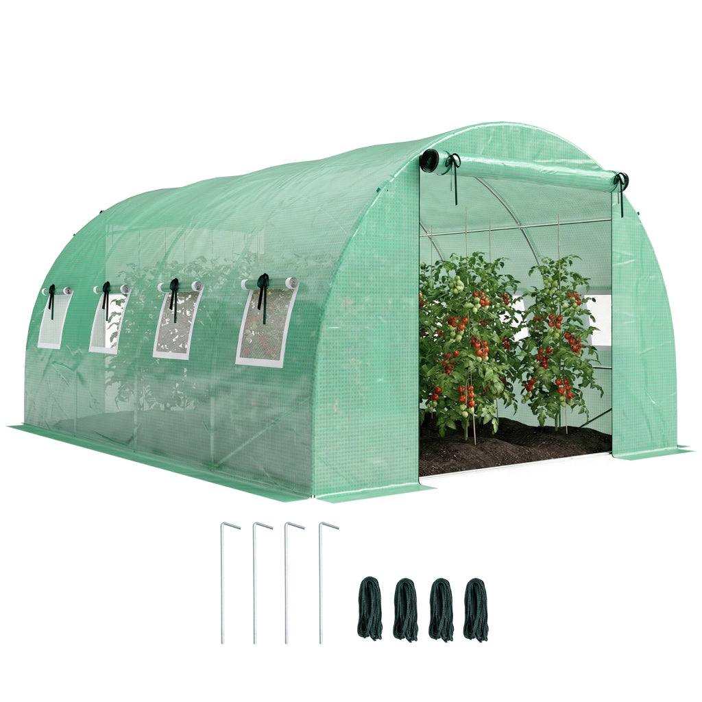 Serra da Giardino 4x3x2m con Porta Zip e 8 Finestre a Rete ¨C Xylo ¨C Verde