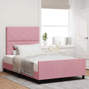 Letto a molle con testiera Rosa 120 x 190 cm Velluto